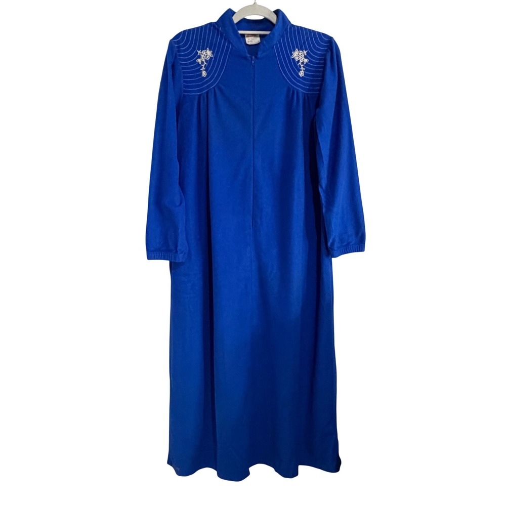 Vintage Julie Girl 1/2 Zip Robe House Coat Women Size Medium Blue Grannycore